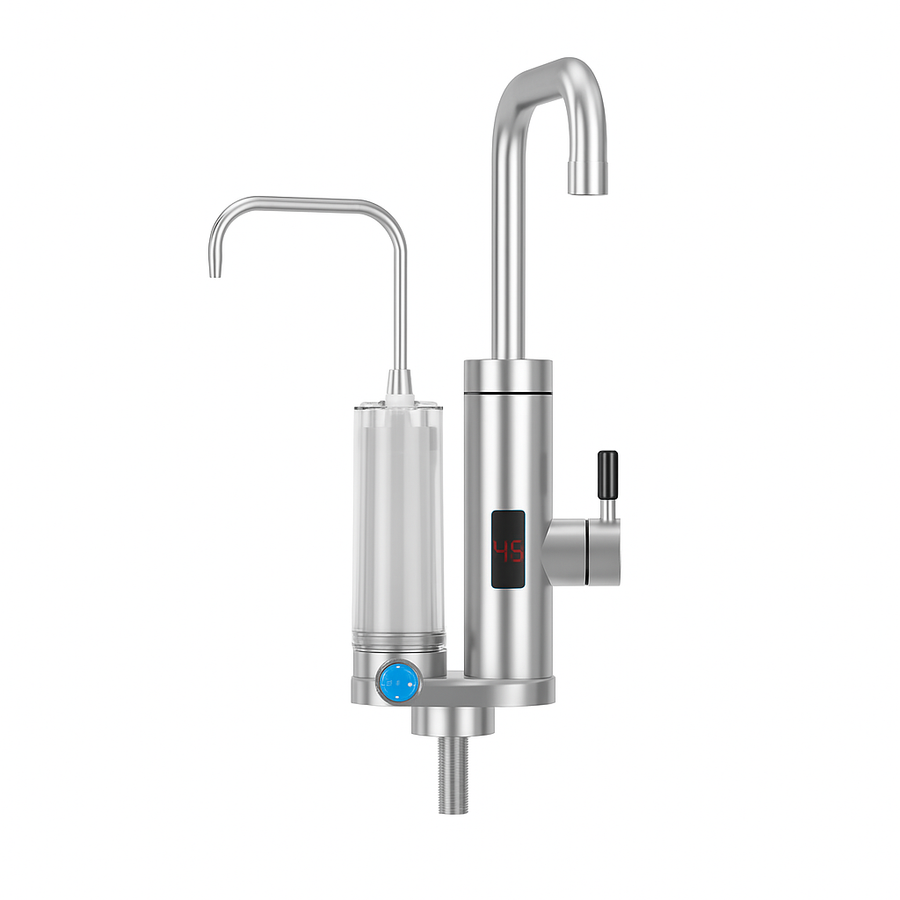 Multifunkčný prietokový ohrievač vody s filtrom na vodu a displejom teploty